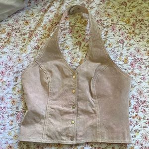 Leather Halter Biker Top.
